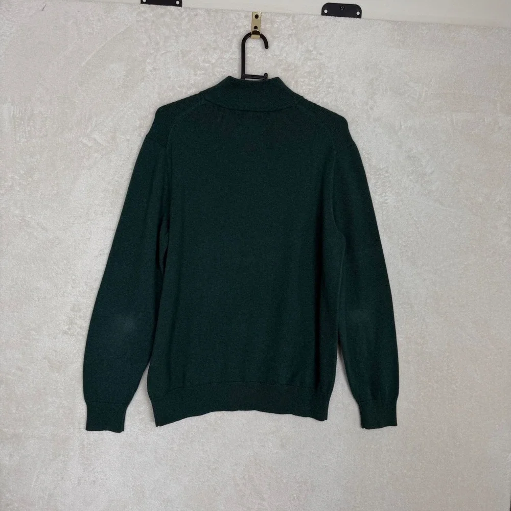Vineyard Vines Mens Small Green Cotton Cashmere Quarter‎ Zip Sweater Preppy Cozy